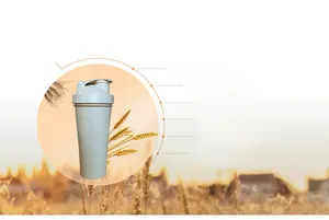 Healthier Comforts Wheat Straw Shaker Bottle Eco Friendly Protein Shaker Bottle Mixer Ball 24oz/600ml BPA Free Biodegradable