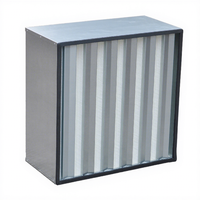 Filter Udara HEPA V Bank Baru dengan Lipatan Dalam, Kapasitas Penahan Debu Tinggi, Volume Udara Besar, Filter Ventilasi Industri