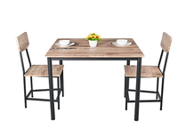 Ensemble de table à manger carrée pas chère, moderne, avec structure en métal et 4 chaises, table centrale en bois