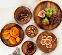 Natuurhouten fruitplateau - Ecologisch rond dienblad voor snacks & desserts - Duurzaam handgepolijst houten servies
