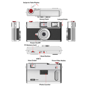 Retro Film-Style Photos 8MP Mirrorless Lightweight Vintage Screenless Digital Camera with Video <b>Capture</b> for Travel Beginner - Product Image 5