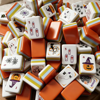Jeu de Mahjong Américain en Acrylique à 4 Couches pour Halloween avec Tapis de Mahjong et Règle de Placement, Idéal pour Tous Types de Rassemblements