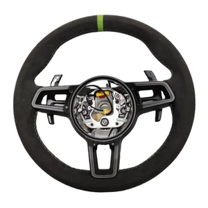 Volante Deportivo de Cuero Negro de 3 Radios Estándar para Modelos Porsche Panamera Cayenne <span class=keywords><strong>Macan</strong></span> 718 911 918 997 991 970 971 Boxster - Product Image 1