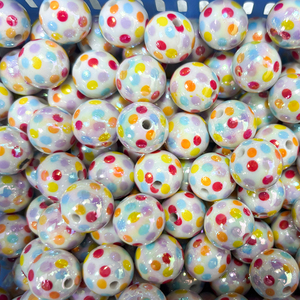 16mm 2.5g Fashionable Acrylic Solid Printed AB Round Dot Pen Keychain Bubble Gum Necklace Mixed Color Accessory - Product Image 2