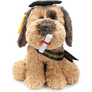 Peluche chien de graduation douce avec chapeau et diplôme, cadeau pour fête de remise des diplômes, vente en gros pour boutiques de cadeaux - Product Image 2