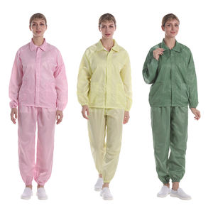 방진 세탁 가능 블루 라펠 분리형 ESD 폴리에스터 클린룸 작업복 정전기 방지 슈트 - Product Image 3