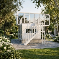 Villa préfabriquée de luxe à deux étages avec terrasse, entièrement équipée, structure en acier, maison modulaire moderne de style Apple