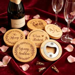 Ouvre-bouteilles en bois gravé personnalisable, tire-bouchon magnétique, souvenir de mariage pour les invités - Product Image 5