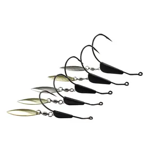 Swimbait Hooks Weighted Worm Hook Weedless Jig Hook With Spring