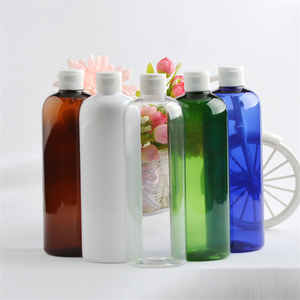 IBELONG Flacone Cosmetico PET Rotondo da 500ml Blu Bianco Ambra Trasparente Nero Verde con Tappo Flip Top - Product Image 3