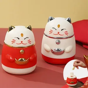 ที่ใส่ไม้จิ้มฟันแบบกด Fortune Cat ผลิตจากพลาสติกเป็นมิตรกับสิ่งแวดล้อม สำหรับห้องนั่งเล่น ดีไซน์สวยงาม สีสันสดใส กล่องไม้จิ้มฟันแบบป๊อปอัพอัตโนมัติ ลายการ์ตูน - Product Image 1