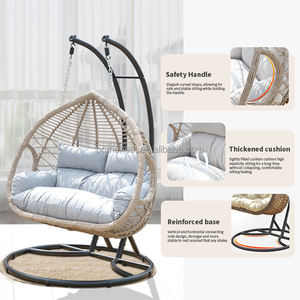 Fauteuil œuf en métal de style moderne avec coussin balançoire bohème antisoleil pour l'extérieur pour le <span class=keywords><strong>jardin</strong></span> de luxe, la villa, la cour ou le parc - Product Image 6