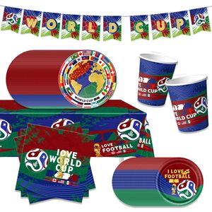 Décoration de fête Série Tournoi Mondial de Football 2026 Assiettes en carton, gobelets en papier et serviettes en papier pour événements scolaires, écologiques et recyclables - Product Image 5