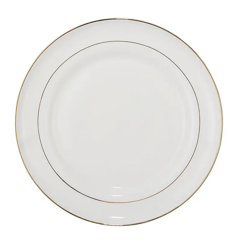 Hotel dishes and plates set wholesale light luxury ceramic dishes gold rim tableware bone china table setting set