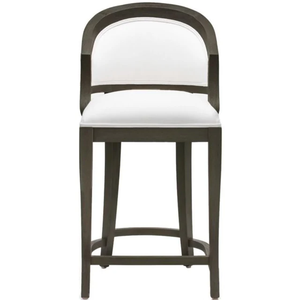 Taburete de barra Sylvie de madera maciza/tapizado en caoba gris cepillada, taburete de barra alto y duradero para el hogar, bar y comedor - Product Image 1