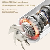 Secador de Pelo de 1600W con Iones Negativos, Motor BLDC de 110000 RPM, Doble NTC, 10 Modos de Ciclo Frío/Caliente, Ligero y de Secado Rápido