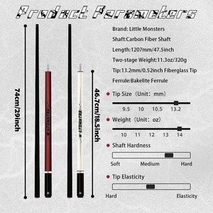 Little Monster Electro-Optic Carbon Fiber <b>Pool</b> <b>Cue</b> - 3 Pieces Jump <b>Cue</b> <b>Pool</b> Stick Low Deflection 13.2mm Tip with PU Leather Bag - Product Image 3