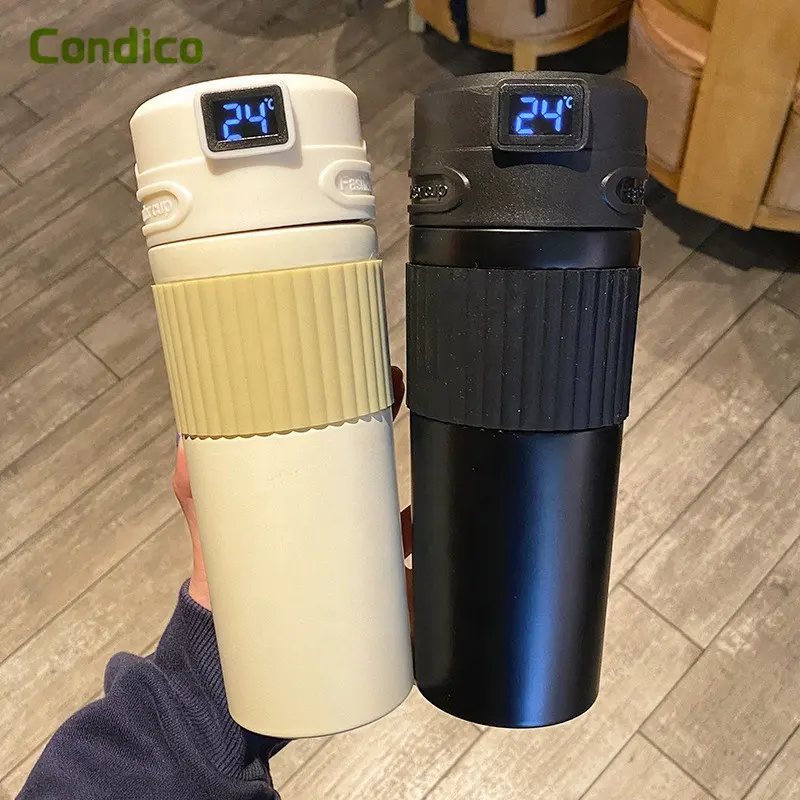 Condico yeni akıllı su şişesi 304 paslanmaz çelik vakum yalıtımlı seyahat bardağı kahve kupaları Led sıcaklık göstergesi