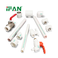 Raccords PPR eau chaude et froide IFAN 20-110mm blanc en matériau Hyosung PN25, coudes, tés et raccords filetés en laiton pour la construction