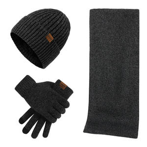 Ensemble cadeau écharpe, <span class=keywords><strong>gants</strong></span> et <span class=keywords><strong>bonnet</strong></span> d'hiver pour <span class=keywords><strong>homme</strong></span> avec logo personnalisable, ensemble tricoté chaud de couleurs mélangées, bonnets d'hiver - Product Image 5
