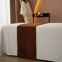 Velours brun clair élégant Design personnalisé 100 Polyester Salon de beauté chemin de lit facial drapeau de lit écharpe de lit