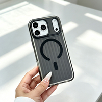 Étui magnétique JOYPORODO B338 en PC ondulé et métal peint pour iPhone 17 Pro Max, antichoc, tendance, style professionnel, compatible Samsung