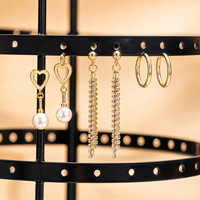 Support rotatif à quatre niveaux pour boucles d'oreilles, présentoir à bijoux en métal, organisateur rond pour boucles d'oreilles, pour comptoir de magasin