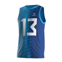 Jersey voli pria biru tanpa lengan desain klasik grosir kaus voli rompi pemanasan cepat kering