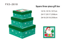 Boîte cadeau carrée de Noël 3 pièces en papier, imprimée de dessins animés, pour emballage de Noël, rangement de bonbons et cadeaux de fêtes