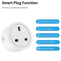 Prise intelligente WiFi Tuya 16A avec mesure de la consommation d'énergie, commande vocale AI pour opération à distance mobile, prise standard britannique