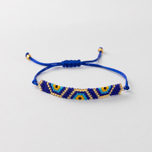 Nueva Pulsera Miyuki de Estilo Europeo Americano con Ojo Turco, Patrón Geométrico de Inspiración Étnica, Cuentas de Vidrio Esmaltado, para Turistas - Product Image 2