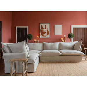 Thoải Mái Bọc Phòng Khách Sofa Lớn Trắng <span class=keywords><strong>Linen</strong></span> Đi Ngay Đi Bộ Phòng Chờ Ngồi Có Thể Ngả Sofa - Product Image 4