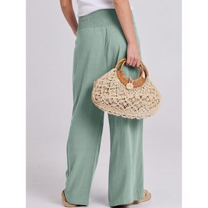 Pantalon Palazzo en Lin pour Femme FOXA, Taille Haute, Jambes Larges, Style Bohème, Décontracté, Idéal pour la Plage, les Voyages et les Vacances d'Été - Product Image 5