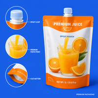 Pochettes souples personnalisées en plastique alimentaire écologique de 100 ml et 250 ml pour jus de fruits (ananas, mangue), lait et café, avec bec verseur