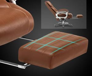 Meilleure chaise de bureau ergonomique en cuir et PU, pivotante, avec <span class=keywords><strong>fauteuil</strong></span> relevable et <span class=keywords><strong>repose</strong></span>-pieds, chaise de massage exécutive - Product Image 5