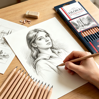 Ensemble de crayons à dessin en bois naturel FLOWood, 10 pièces, plusieurs grades 4H-5B, crayons à dessin en graphite résistants aux bris pour artistes
