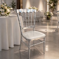Chaise de banquet empilable pour hôtel et événements, style Napoléon, argentée électroplaquée, anti-rouille nano, prix d'usine