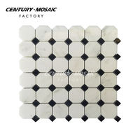 Centurymosaic Mosaïque carrée octogonale en marbre Staturay blanc mélangé noir Nero Marquina pour salle de bain, cuisine, sol et mur