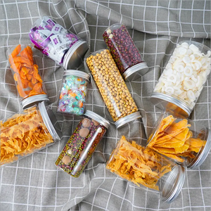 Bocaux alimentaires en plastique PET transparents à large ouverture, de 100 ml à 500 ml, réutilisables pour le stockage d'épices, de collations et de bonbons dans la cuisine - Product Image 5