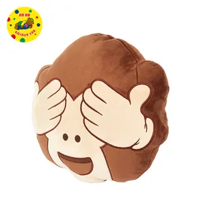 Custom Stuffed Animal Plush Toy Soft Monkey Head Plush Throw Pillow