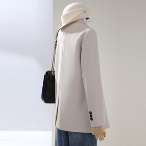 Off White Women's Blazer Solid Color Polyester Anti-Wrinkle Spring Autumn 2025 Professional Suit Jacket - Product Image 3