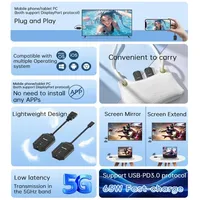 Transmisor y Receptor de Video Inalámbrico de 50M, Extensor Compatible, Adaptador de Pantalla, Cable, Cámara con Función de Espejo, Material ABS
