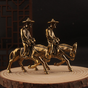 Sculpture en bronze de style antique, vieil homme monté sur un âne, figurine en laiton, décoration de table, maison, bureau, salon de thé, art - Product Image 1