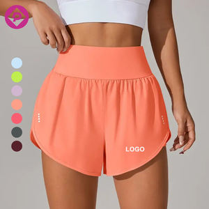 طبقة مزدوجة مخصصة الموضة 2 في 1 تشغيل اليوغا السراويل عارضة عالية الخصر فضفاض تجريب النساء - Product Image 1