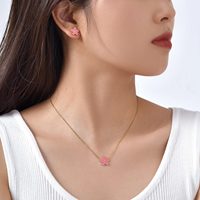 Haute qualité enfants bijoux fleur de cerisier plaqué or en acier inoxydable ensembles de bijoux fleur boucles d'oreilles et collier 2 pièces ensembles