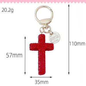 Vente en gros de porte-clés croix chrétienne pendentif en diamant avec strass cristal rose Jésus chien léger pour fille <span class=keywords><strong>sac</strong></span> à <span class=keywords><strong>main</strong></span> portefeuille bijoux - Product Image 2