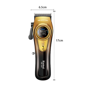Recortadora Profesional <span class=keywords><strong>para</strong></span> Salón de Belleza KM-1691, Marca Kemei, Adaptadores, Cargador Tipo-C, Cortadora de <span class=keywords><strong>Cabello</strong></span>, Colores Degradados Dorado y Negro - Product Image 2