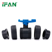 Vanne à boisseau sphérique UPVC à double union, haute pression, DIN ANSI, 1/2\"-4\", sur mesure, vente en gros, usine IFAN