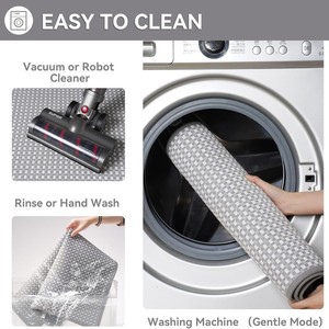Alfombra de Baño Rectangular de Fibra de Poliéster Absorbente, Diseño Minimalista, Patrón Geométrico Gris - Product Image 5