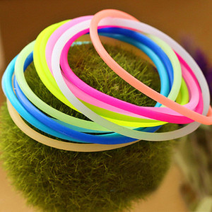Bracelets élastiques en <span class=keywords><strong>silicone</strong></span> fluorescent néon de haute qualité, décontractés/sportifs, bandeaux pour cheveux en forme de bonbons gélifiés, bracelets unisexes - Product Image 6